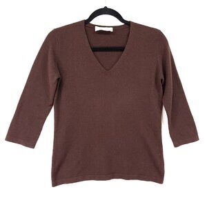 Cashmere 390 Sweater Top Size Small Quarter Sleeve Brown Soft Cozy Lightweight